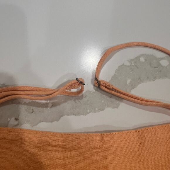 Abercrombie & Fitch Linen Blend Tiered Maxi Dress Medium Petite Cantalope Orange - Picture 8 of 9